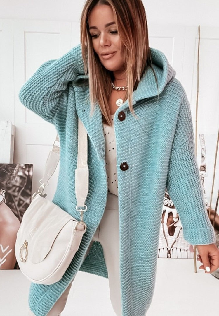 Cardigan Long Femme à Capuche – Style Cocooning Tricoté | Look Élégant & Confort