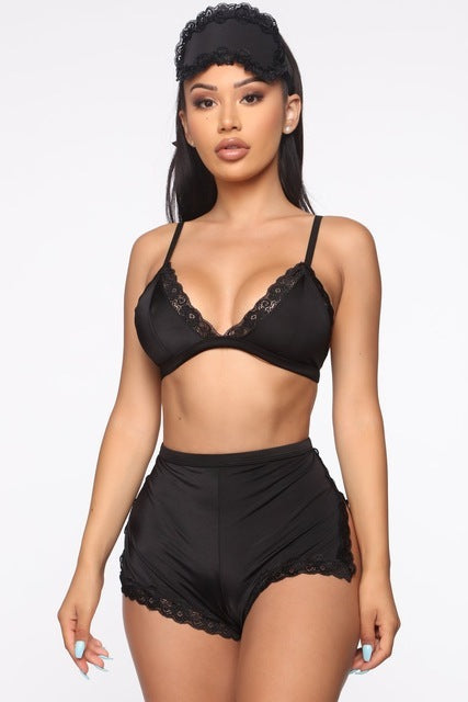 Ensemble Lingerie Satiné 2 Pièces avec Dentelle – Confort & Séduction
