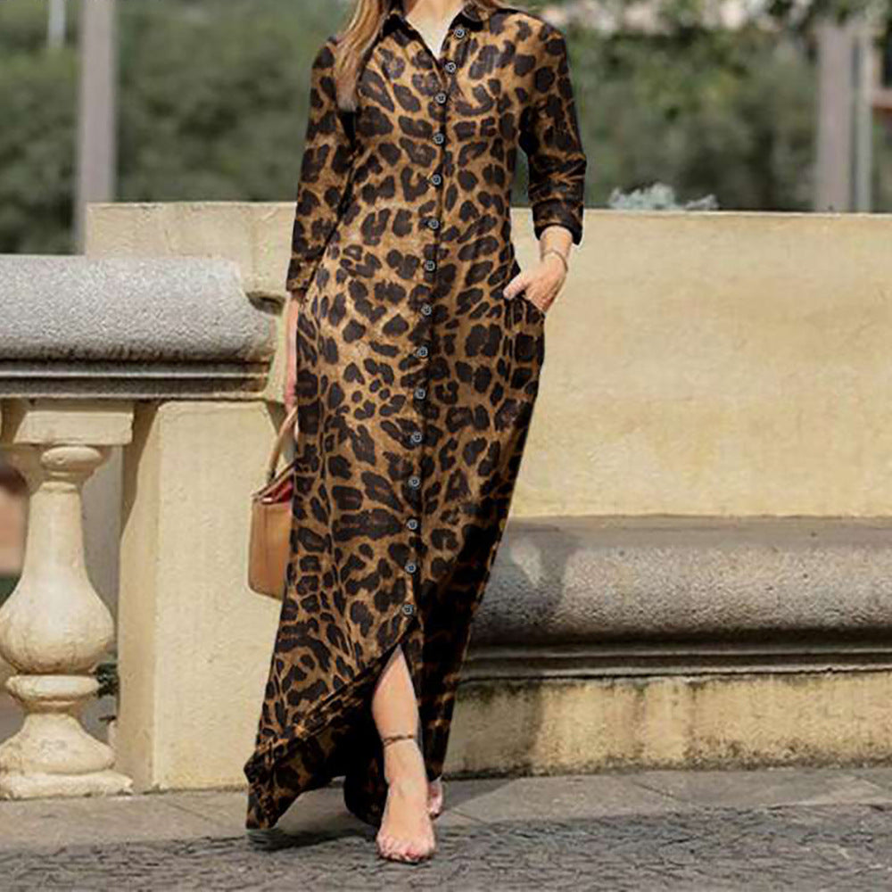 Robe Longue Femme Imprimé Léopard – Élégance Sauvage