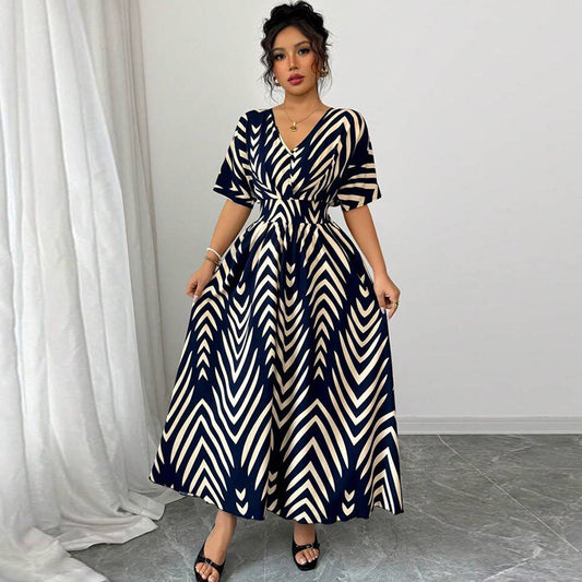 Robe Longue Femme Bohème Chic à Motifs Géométriques – Style Élégant Été & Soirée
