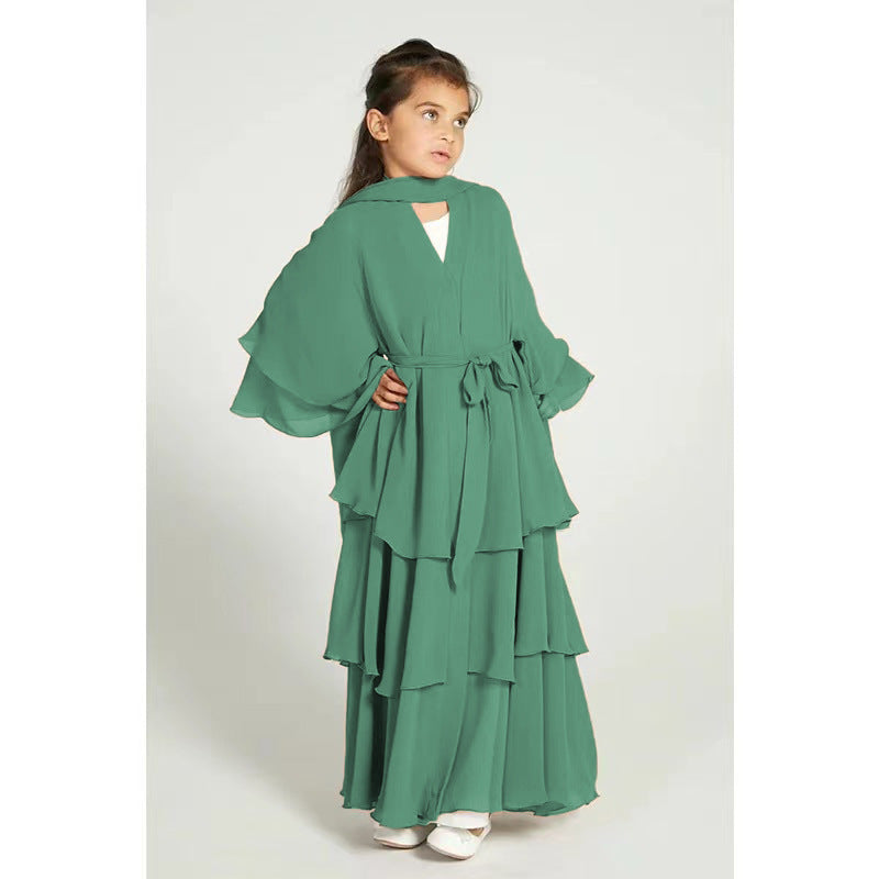 ROBE LONGUE FILLE À VOLANTS – STYLE ÉLÉGANT & MODERNE