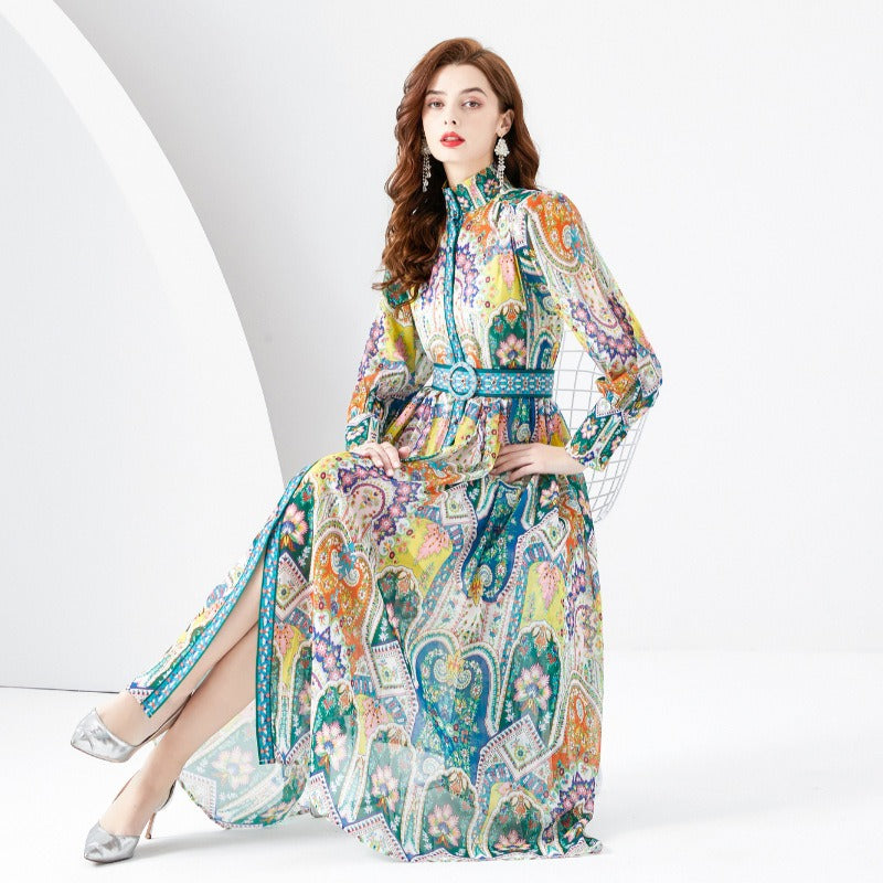 Robe Longue Élégante "Jardin Royal" – Style Baroque Chic