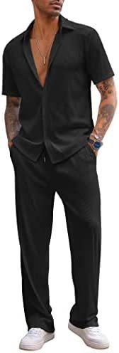 Ensemble Homme 2 Pièces – Chemise Oversize & Pantalon Plissé – Look Tendance Décontracté
