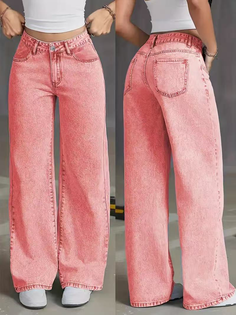 Jean large femme taille haute – coupe wide leg vintage 90s, denim bleu clair
