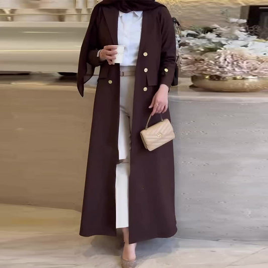 New Designer Model  Abaya Élégante Femme – Manteau Long Chic à Boutons Dorés