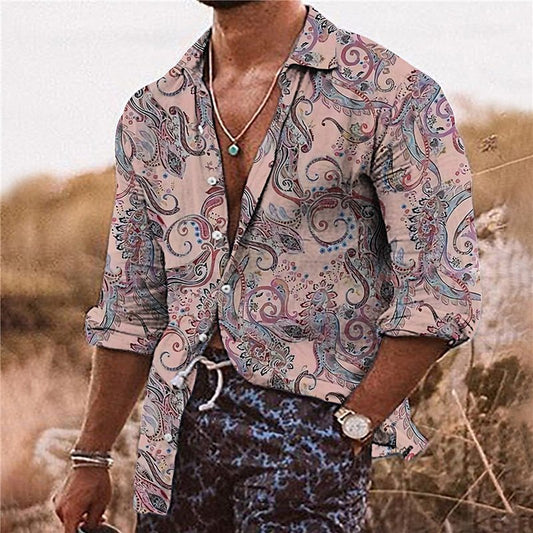 Chemise Homme Bohème Chic | Manches Longues | Style Vacances & Plage | Look Festival Tendance