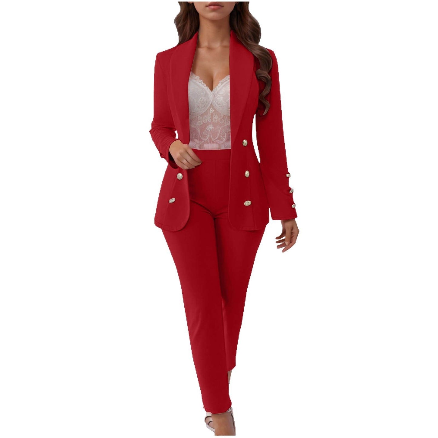 Ensemble Tailleur Femme Élégant – Veste Cintrée + Pantalon