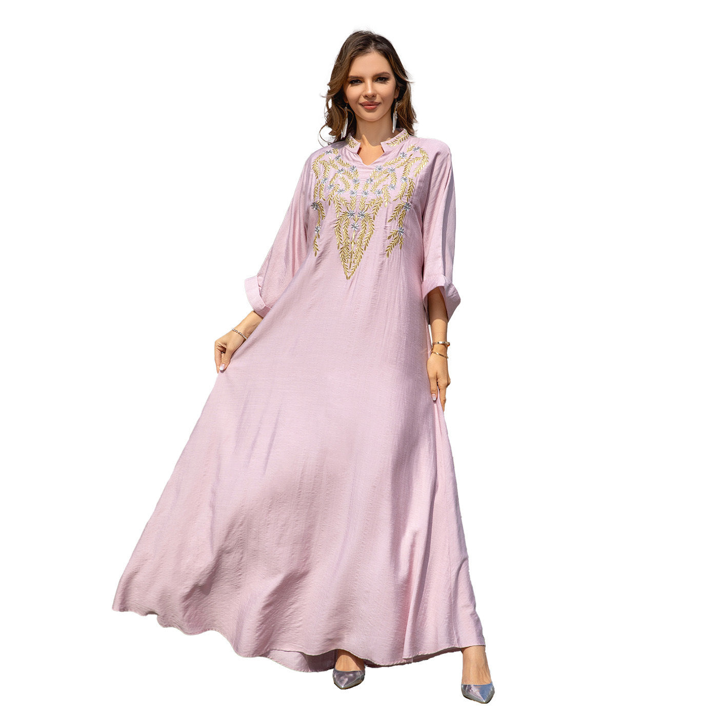 Robe Longue Brodée Femme Musulmane – Style Oriental Chic – Tenue Élégante pour Occasions & Cérémonies