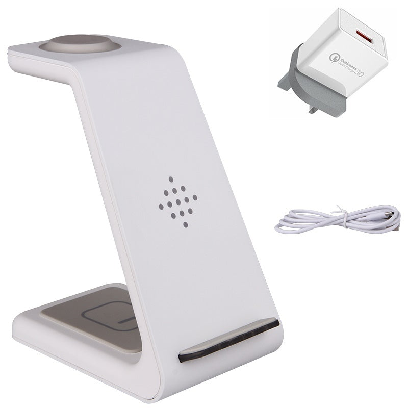 Chargeur Sans Fil 3 en 1 – Station de Chargement Rapide pour Smartphone, Montre et Écouteurs