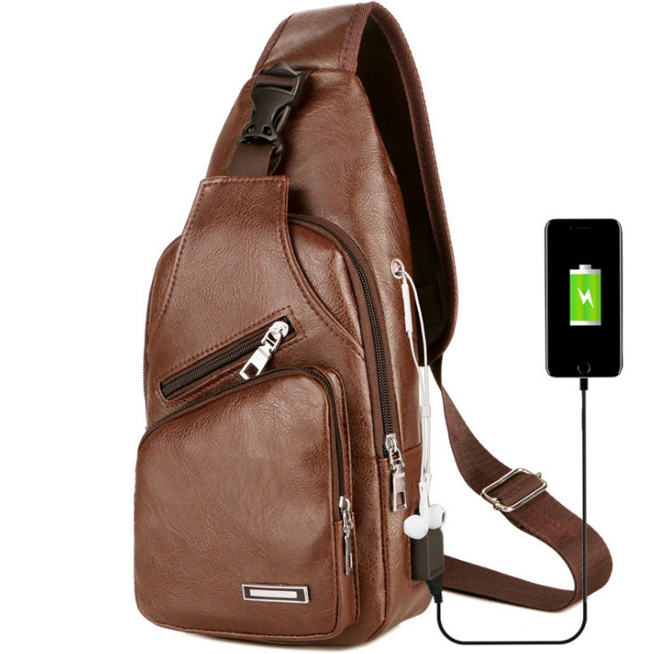 Sac Bandoulière Homme en Simili Cuir – Anti-vol & Port USB de Recharge