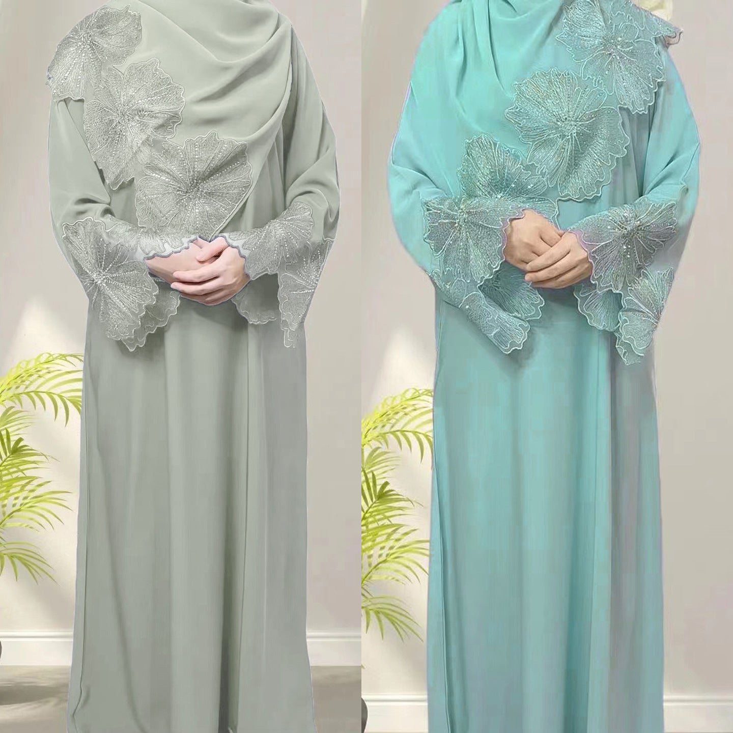 Abaya Blanche Élégante – Broderie Luxe & Finesse Muslim