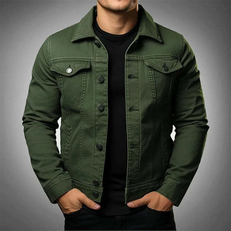 Veste homme coupe jean ajustée, look urbain en denim stretch