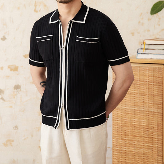 Polo Slim Sculptant – Look “Clean Boy” Viral sur TikTok | Col Contrasté Luxe