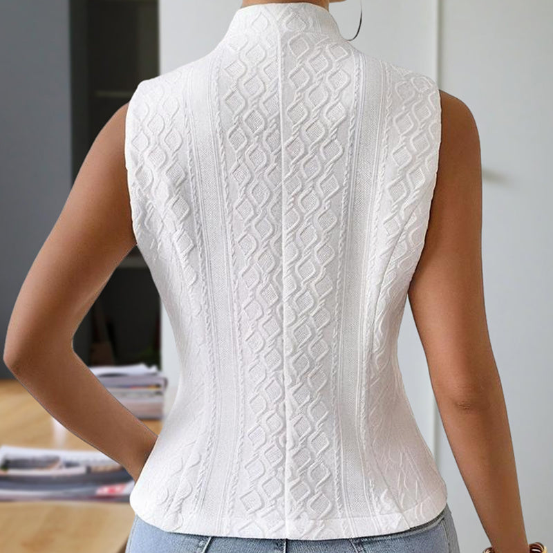 Gilet Femme Sans Manches Élégant – Chic à Boutons, Coupe Cintrée