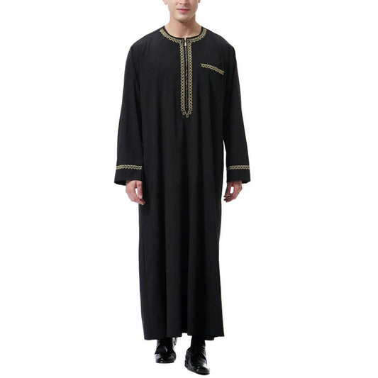 Djellaba Crème Homme Luxe – Broderie Dorée & Élégance Marocaine