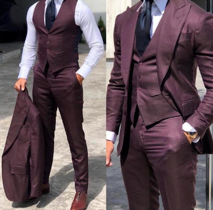 Costume 3 pièces noir homme slim, veste + gilet + pantalon chic