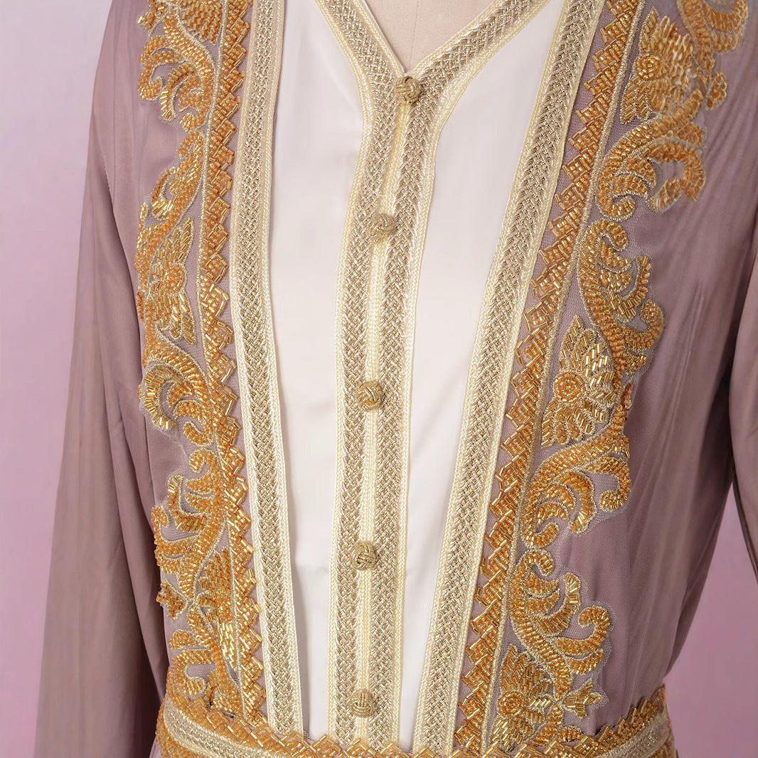 Ensemble Deux Pièces Traditionnel Femme – Élégance Perlée et Raffinée