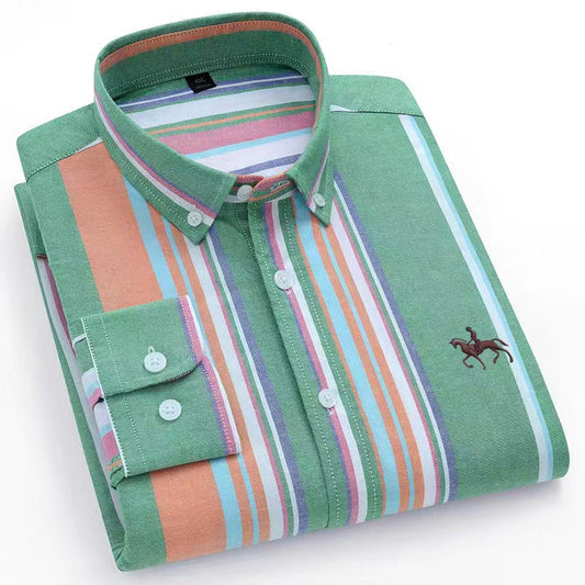 Chemise “Style Polo Club” – Rayures Élégantes Multicolores