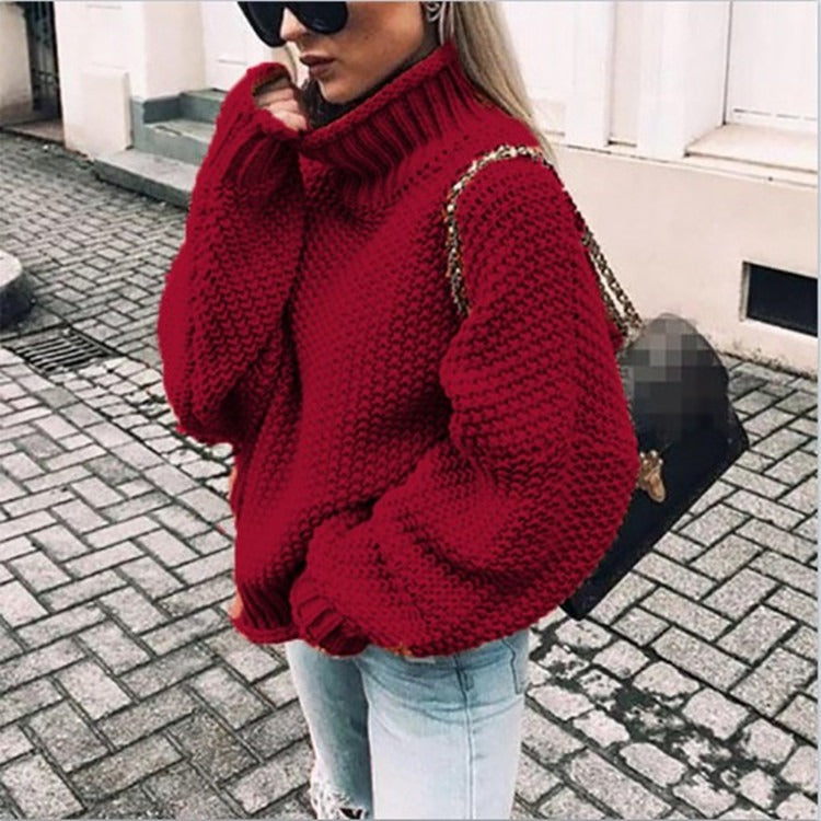 Pull Tricot à Col Montant – Disponible en Plusieurs Couleurs