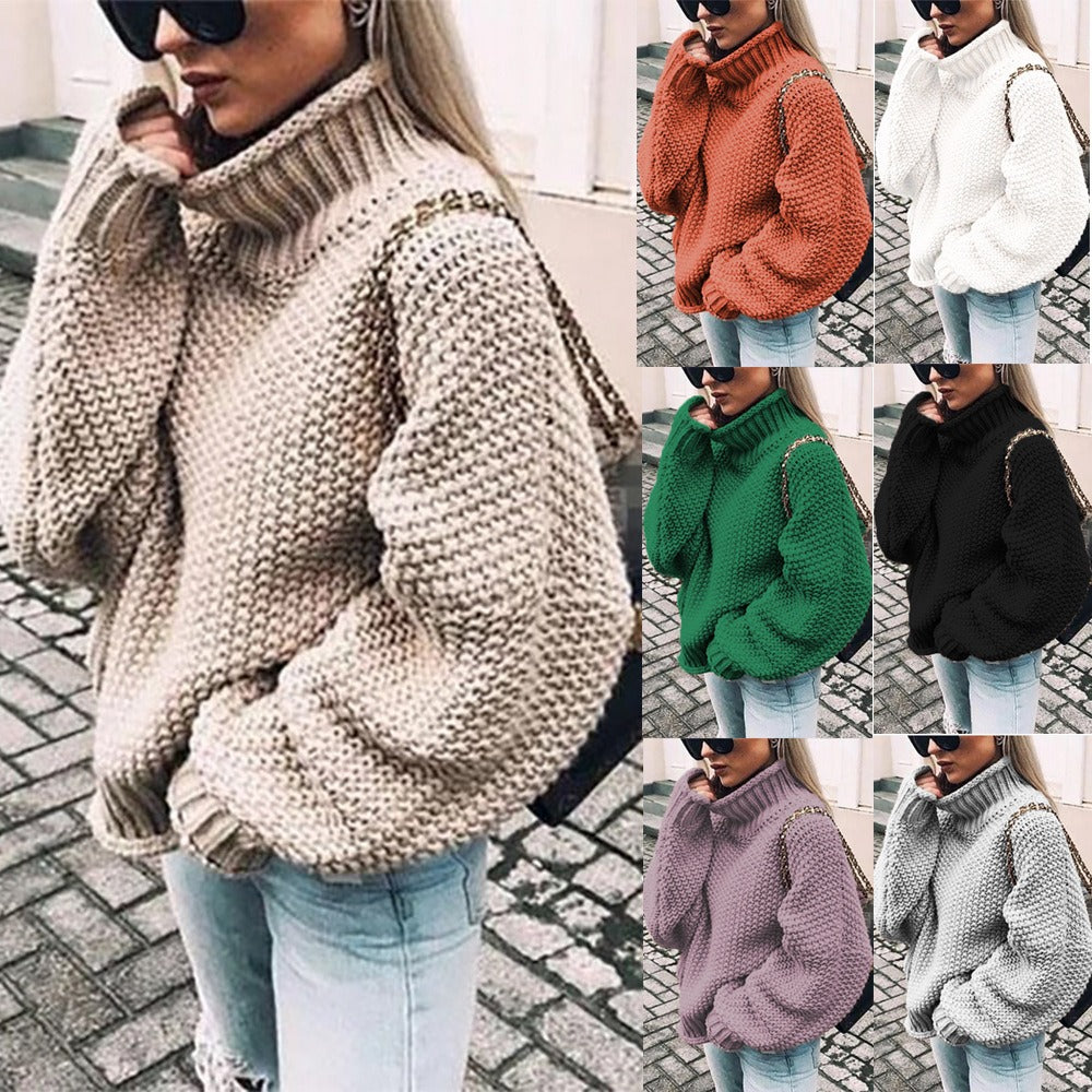 Pull Tricot à Col Montant – Disponible en Plusieurs Couleurs