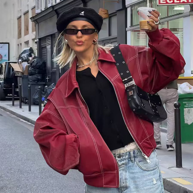 Veste Oversize Simili Cuir Femme – Streetwear Tendance
