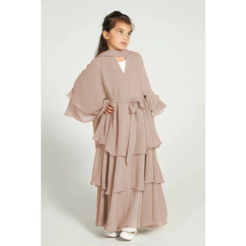 ROBE LONGUE FILLE À VOLANTS – STYLE ÉLÉGANT & MODERNE