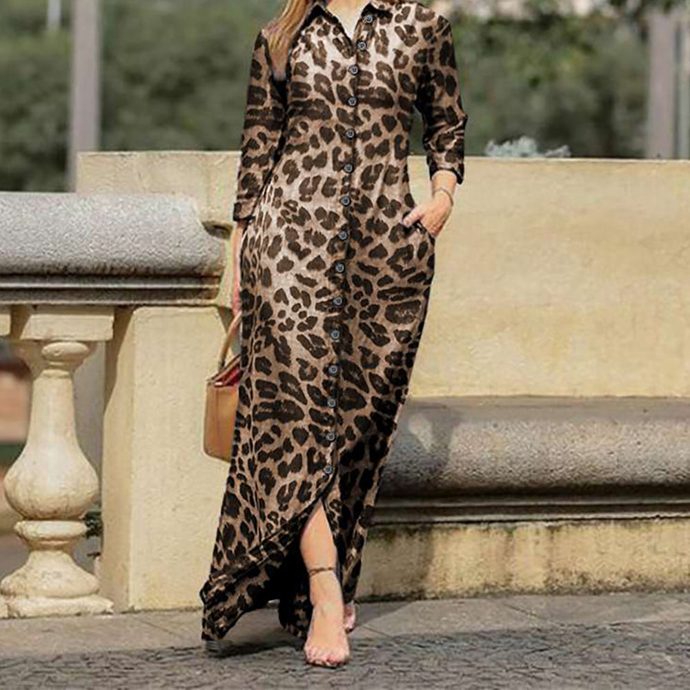 Robe Longue Femme Imprimé Léopard – Élégance Sauvage