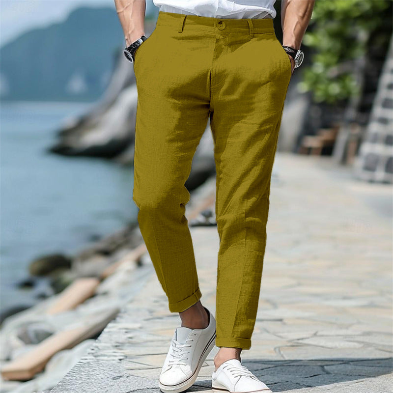 Pantalon Chino Homme Lin – Élégance décontractée | Disponible en plusieurs coloris