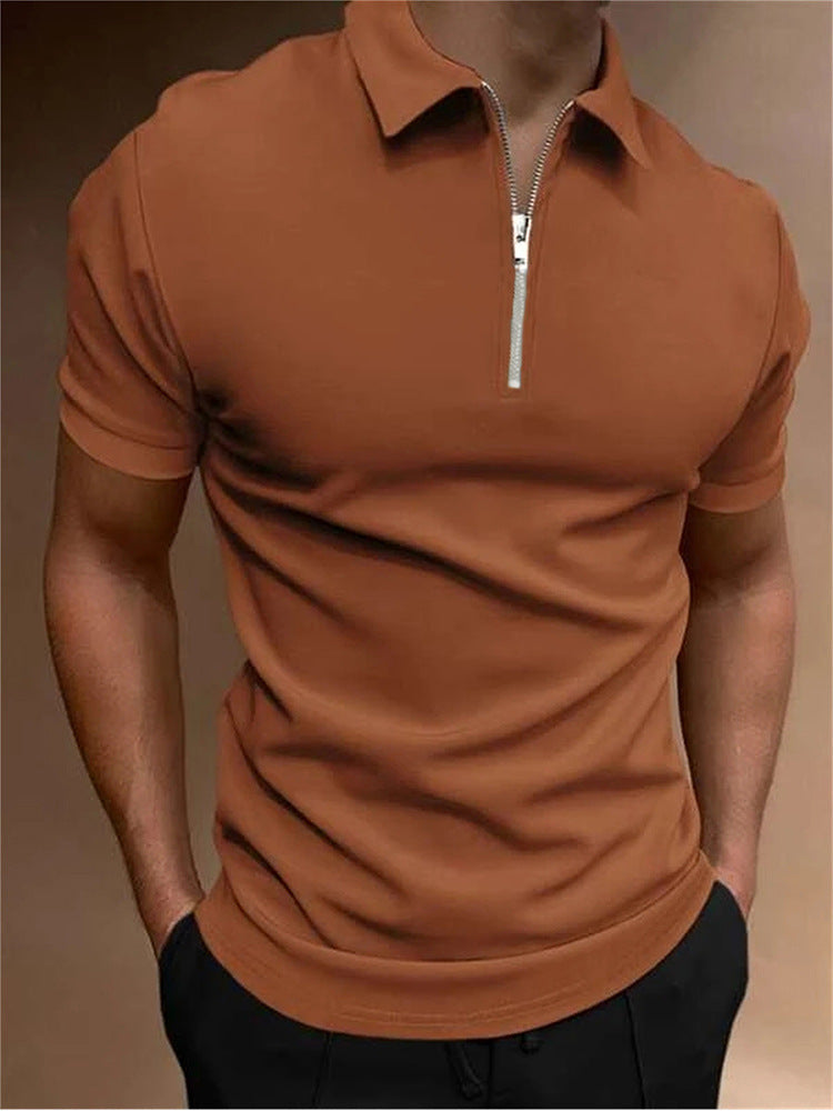 Polo Homme Manche Courte – T-shirt Polo avec Fermeture Éclair, Style Casual & Chic