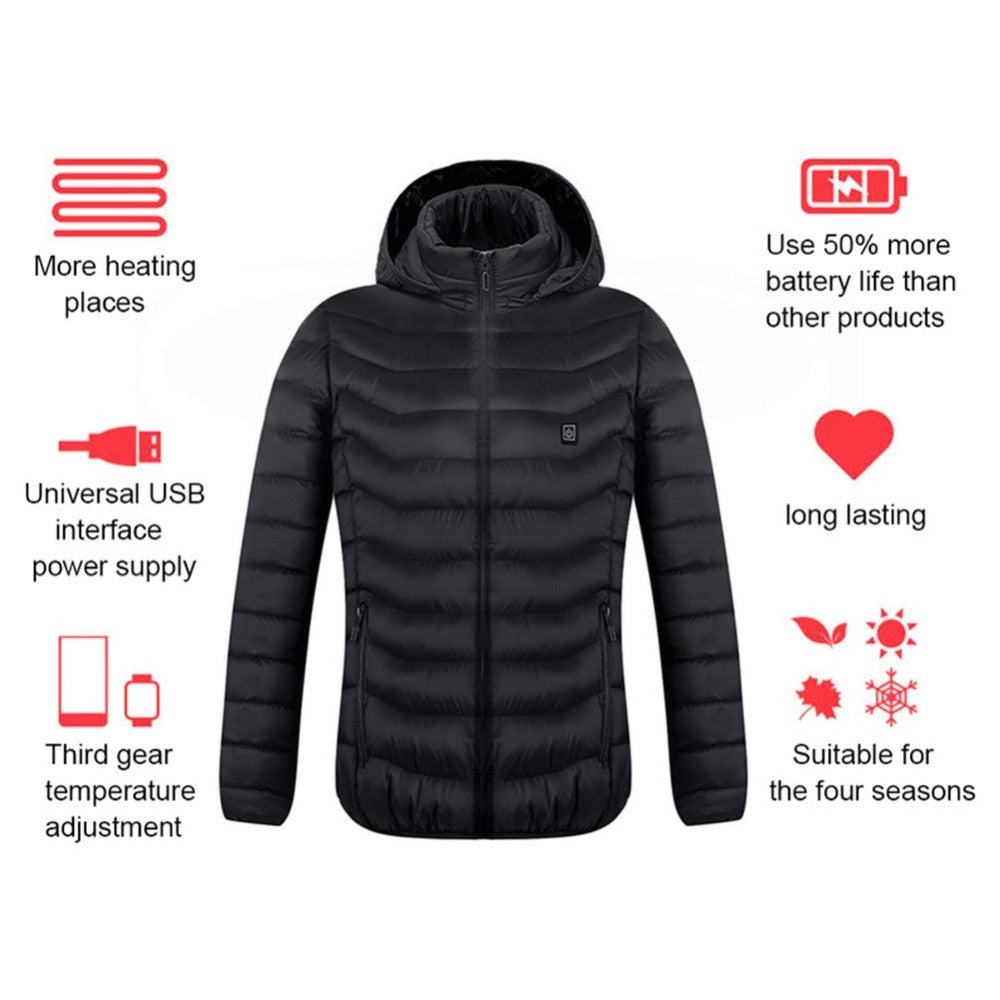 Doudoune chauffante USB – Veste thermique unisexe avec 3 niveaux de chaleur