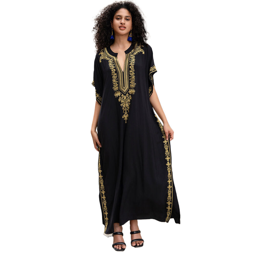 Caftan Oriental Chic – Broderie Dorée ou Noire