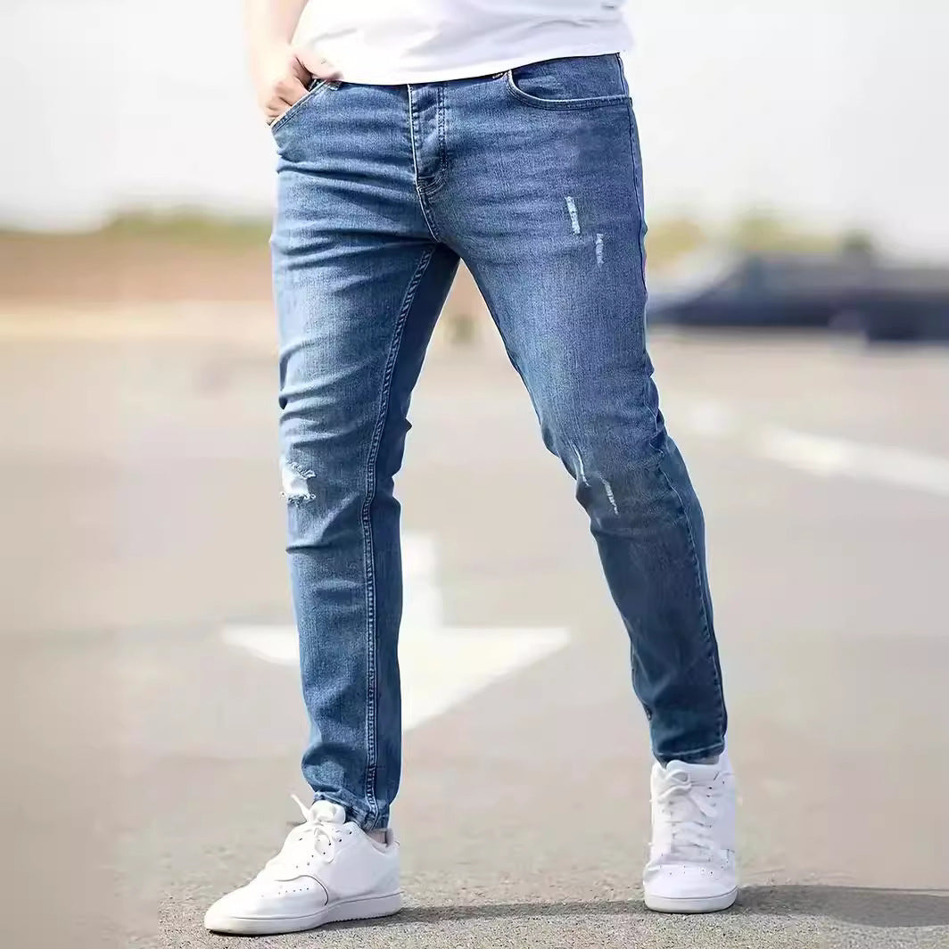Jean slim homme déchiré léger – Style urbain casual chic, 3 couleurs