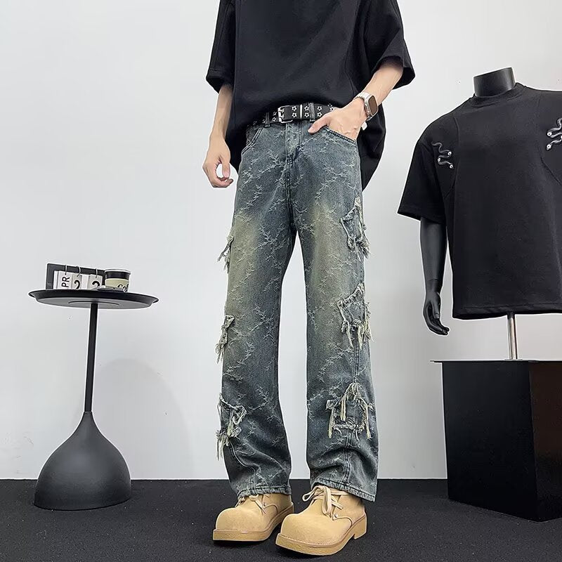 Jean Streetwear Destroy Homme – Effet Usé & Franges Stylées