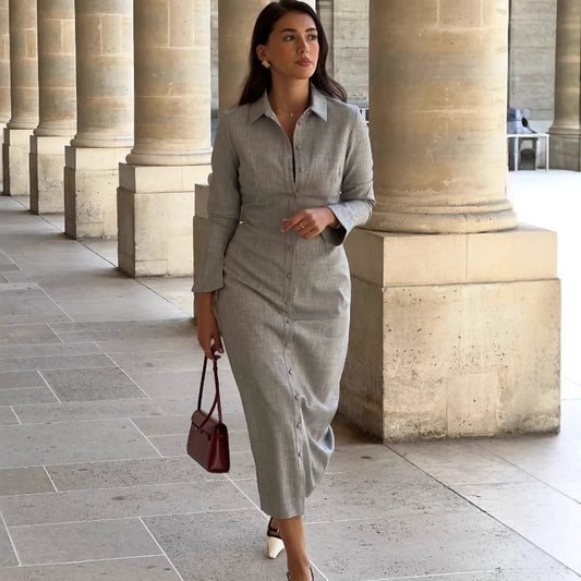 Robe Chemise Longue Femme Élégante – Style Business Chic & Casual