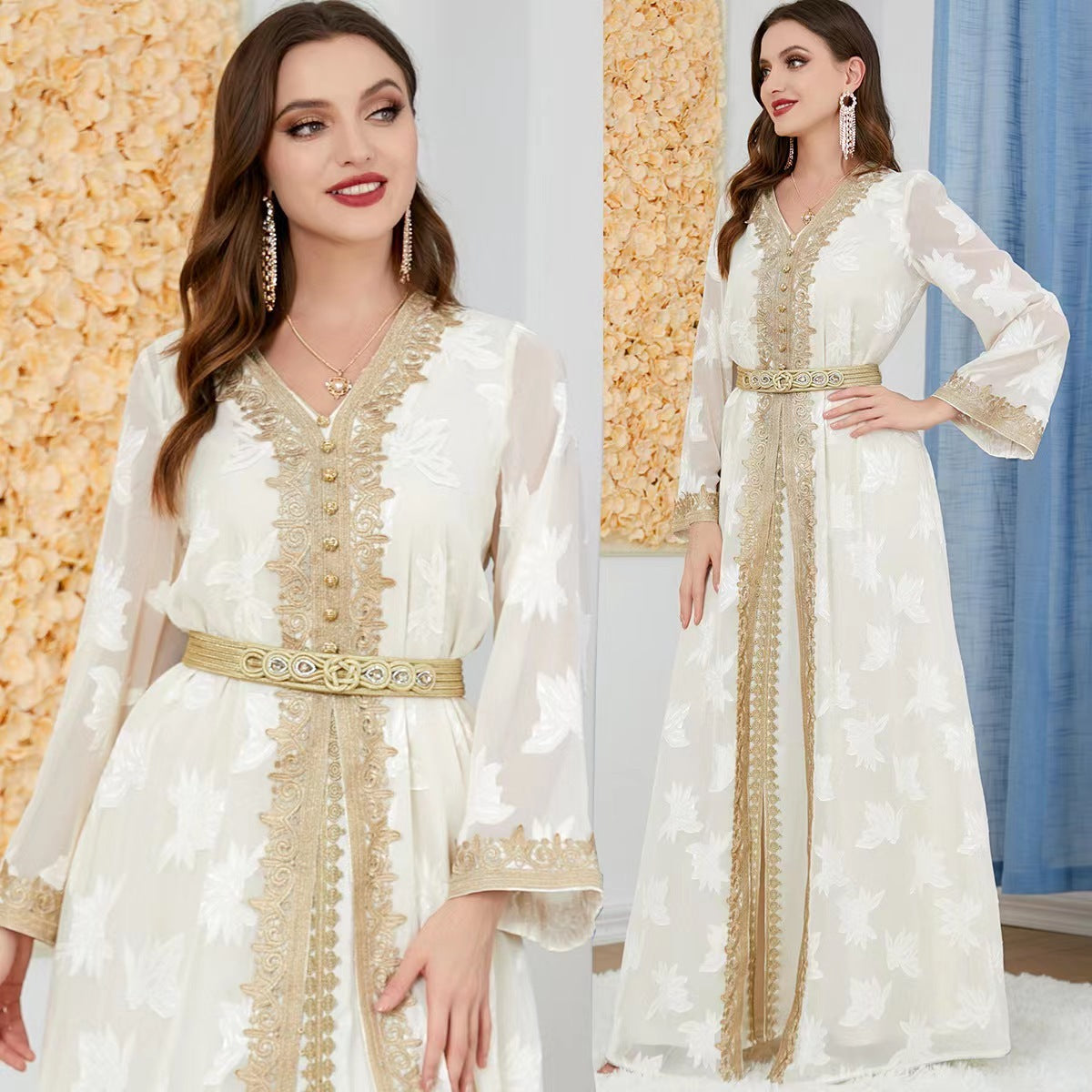 Caftan marocain brodé doré – Élégance & viralité #KaftanTendance