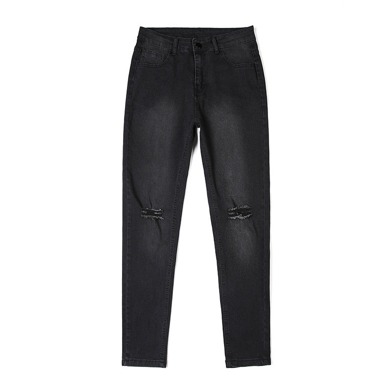 Jean Skinny Fit Homme – Noir Délavé avec Détails Usés