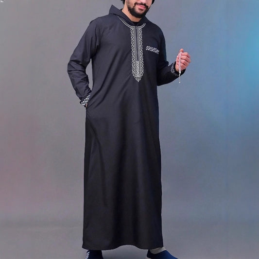 Djellaba Homme Noire Luxe à Capuche | Look Charismatique & Moderne (S–3XL)