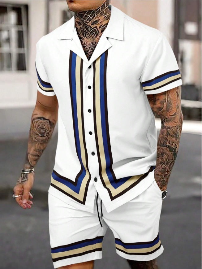 Ensemble Chemise et Short à Rayures – Élégance et Confort