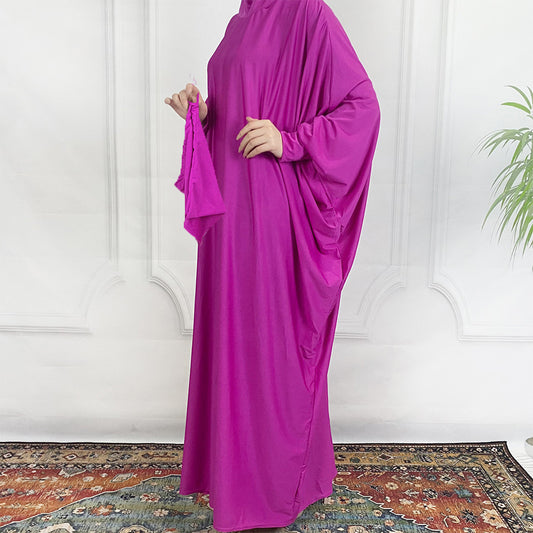 Abaya Papillon Satinée – Magenta Royal | Look Luxe & Fluide