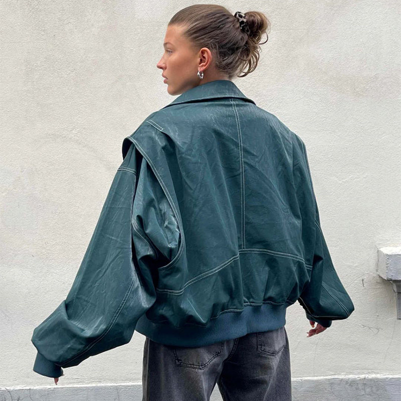 Veste Oversize Simili Cuir Femme – Streetwear Tendance