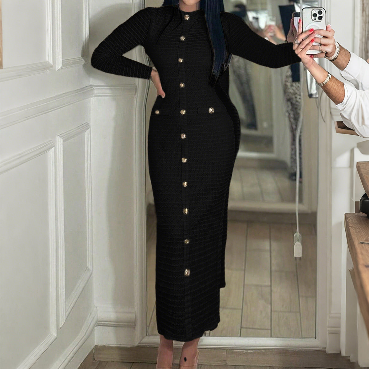 Robe chic blanche boutonnée – Coupe midi élégante & tendance | Style luxe