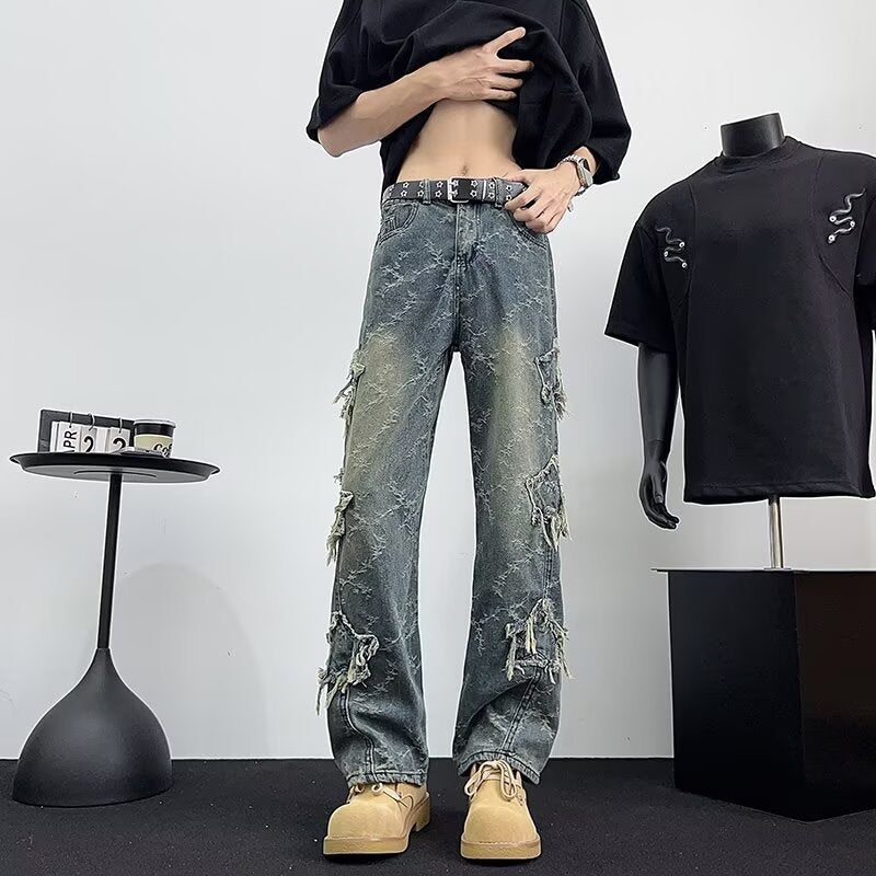 Jean Streetwear Destroy Homme – Effet Usé & Franges Stylées