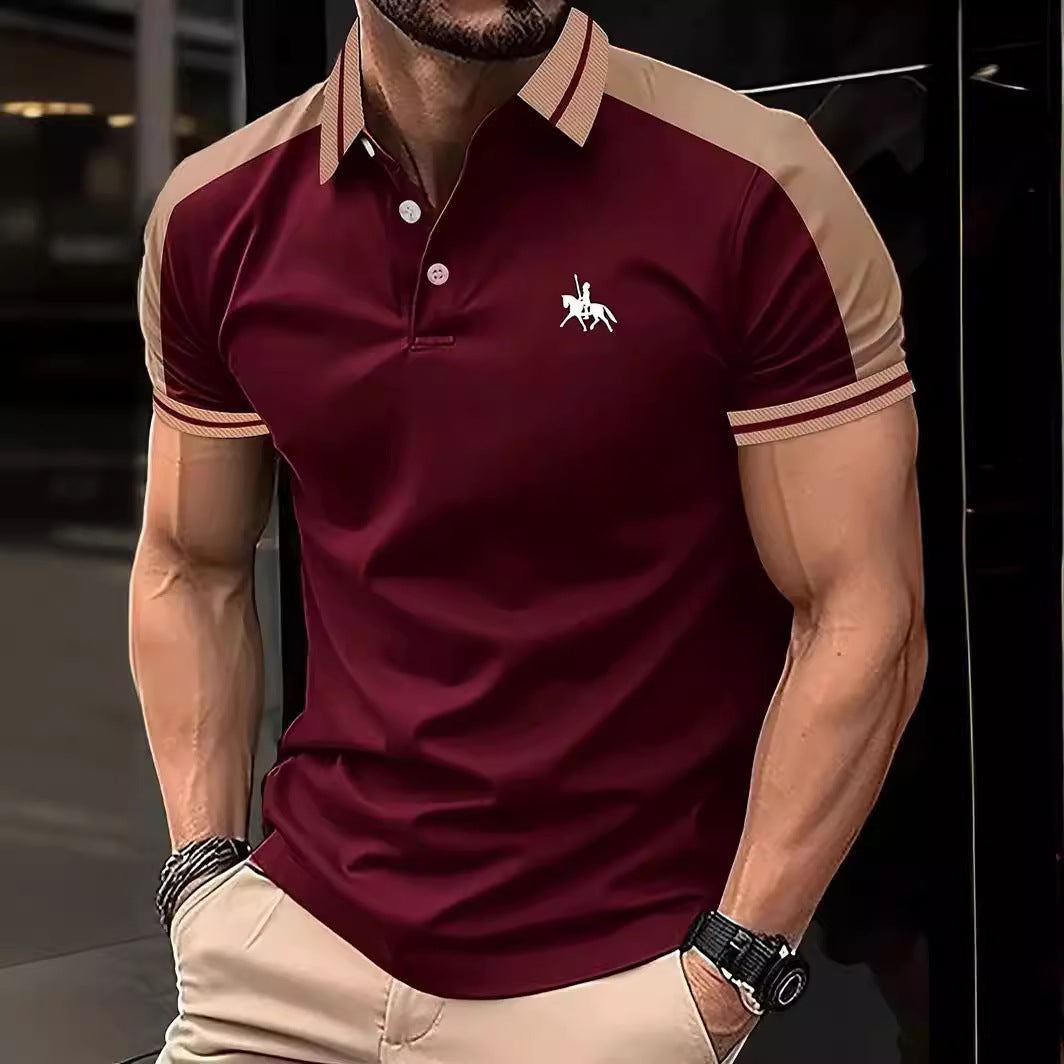 Polo Homme Chic Bicolore – Style Casual Élégant à Col Contrasté