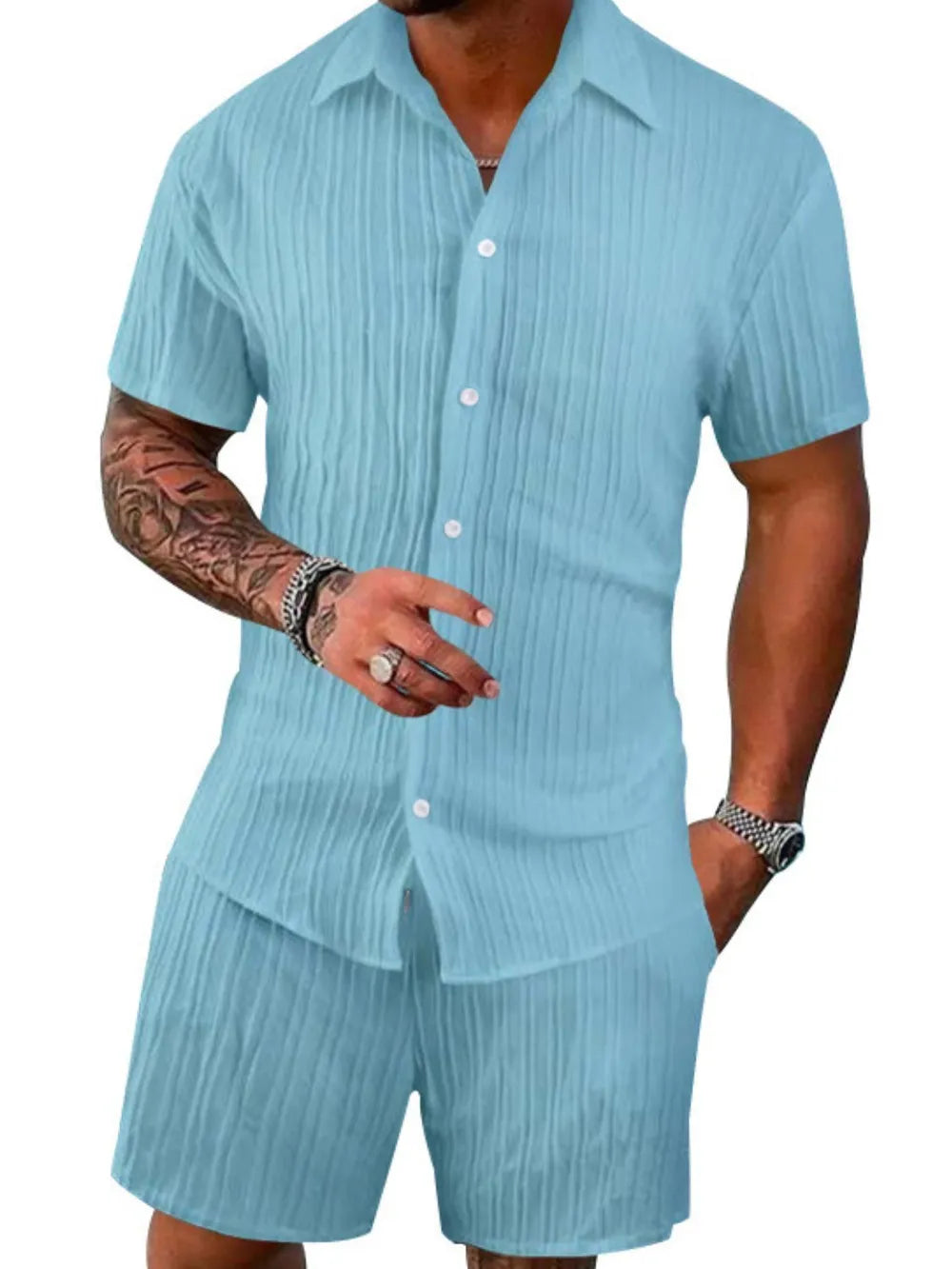 Ensemble Chemise & Short "Riviera Élégance" – Crème