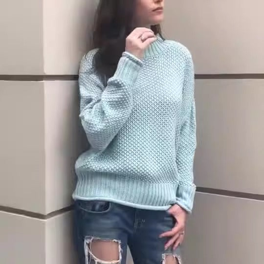 Pull Tricot à Col Montant – Disponible en Plusieurs Couleurs