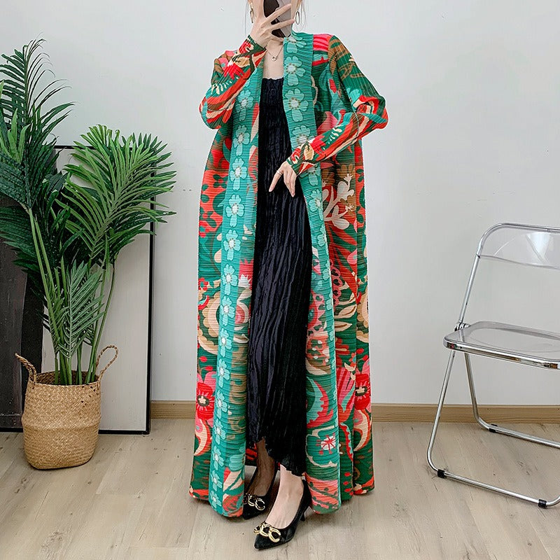 Folded Muslim New Robe Versatile Long Fluide à Imprimé Floral – Style Bohème Chic Coloré