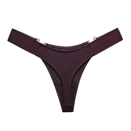 Lot de 3 strings femme – Coupe taille basse, empiècements dorés "V", couleurs variées