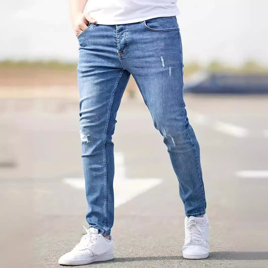 Jean slim homme déchiré léger – Style urbain casual chic, 3 couleurs