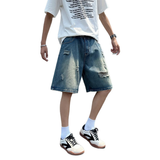 Short en Jean Déchiré Streetwear Homme – Look Oversize Vintage