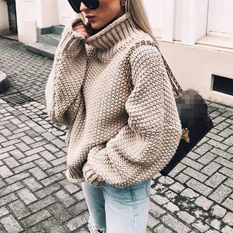 Pull Tricot à Col Montant – Disponible en Plusieurs Couleurs